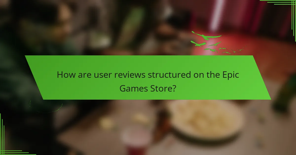 How are user reviews structured on the Epic Games Store?