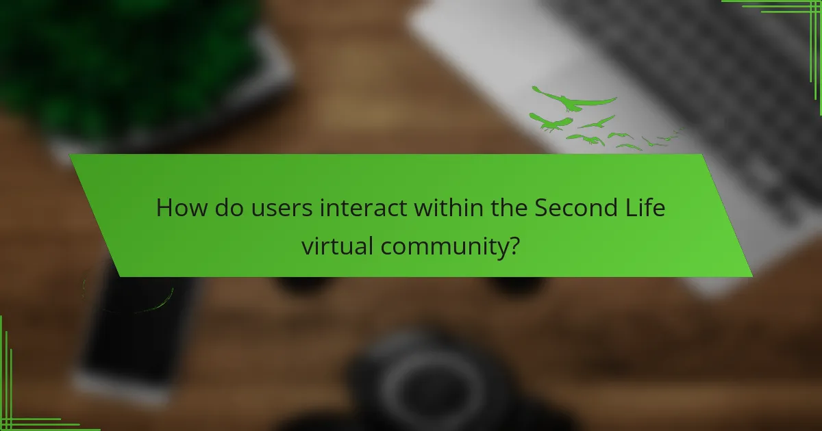 How do users interact within the Second Life virtual community?