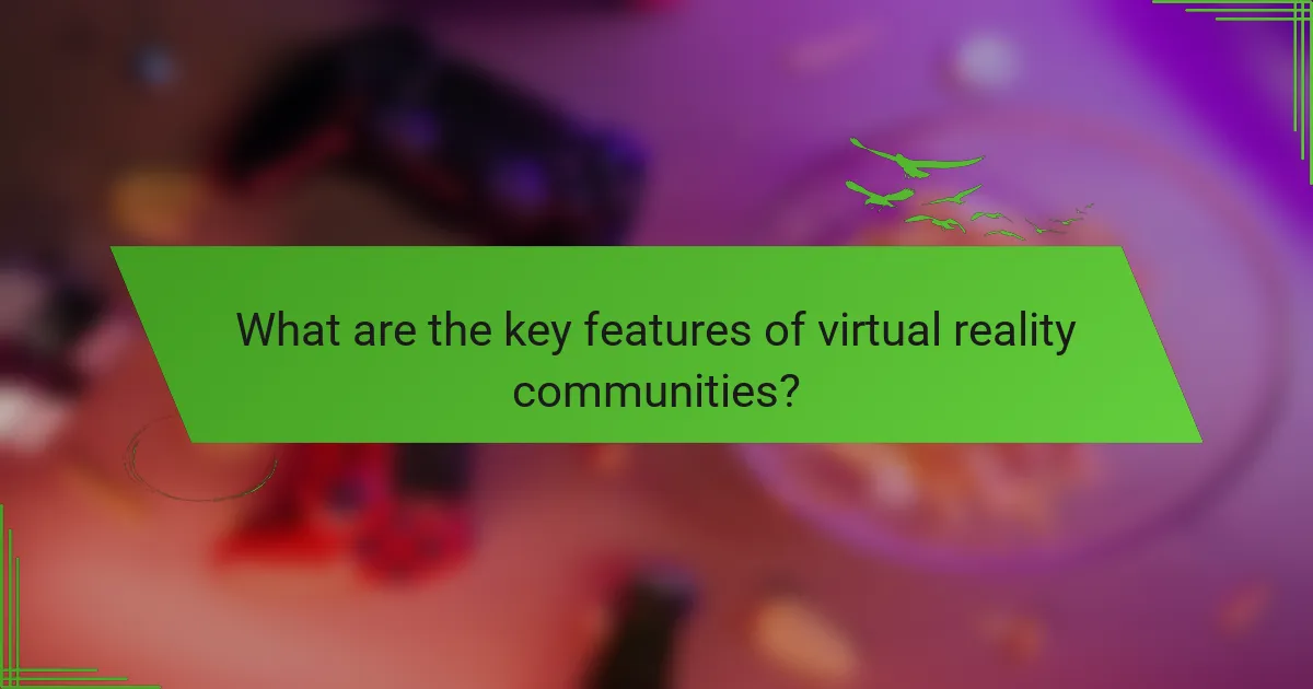 What are the key features of virtual reality communities?