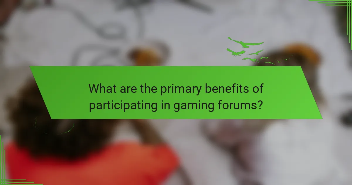 What are the primary benefits of participating in gaming forums?